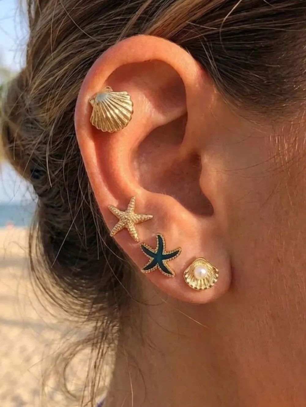 Shell Pearl Stud Earrings N2244